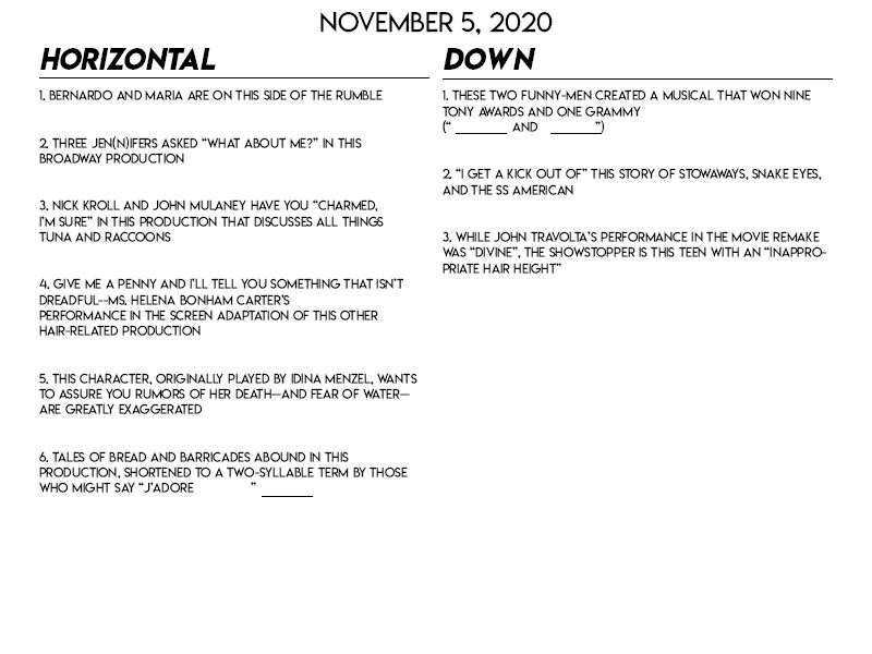 Crossword Hints 11.5.2020