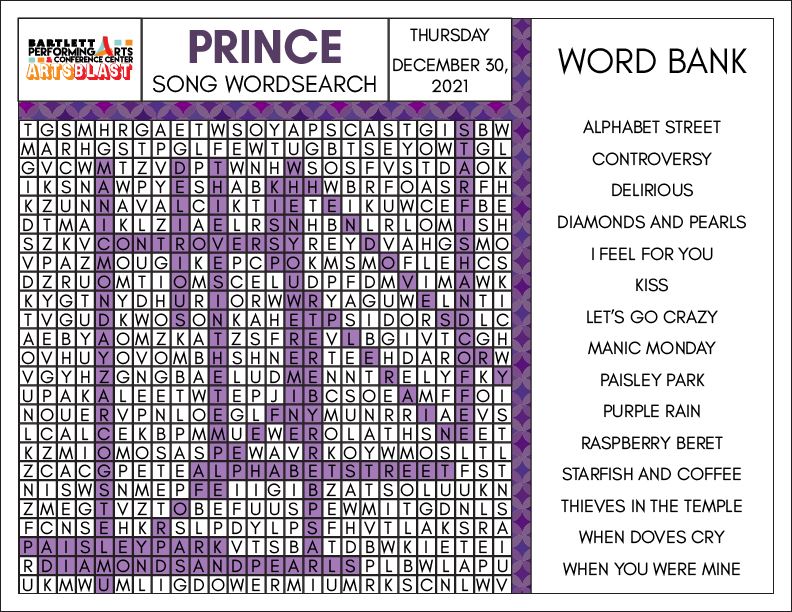 Prince wordsearch ANSWERS