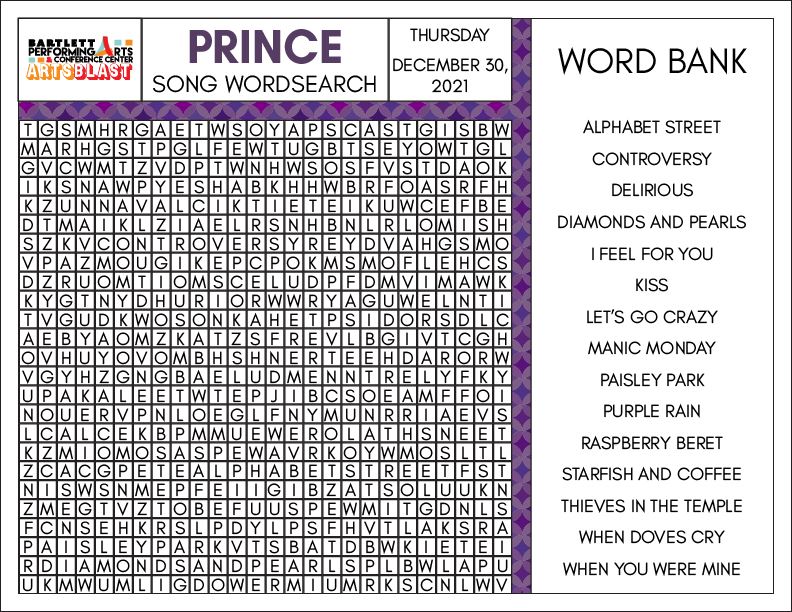 Prince wordsearch