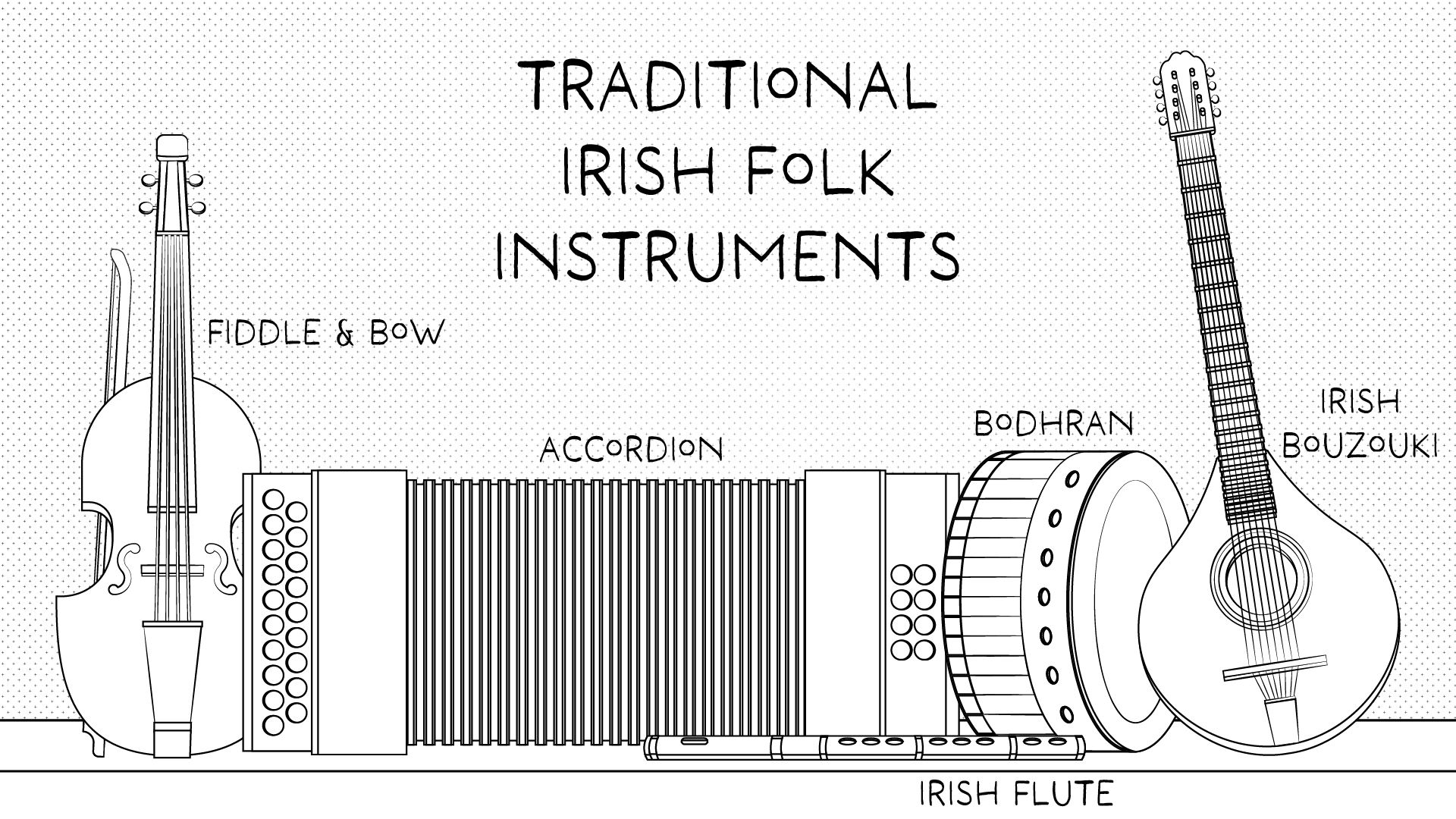 Traditional irish instruments coloring page-01