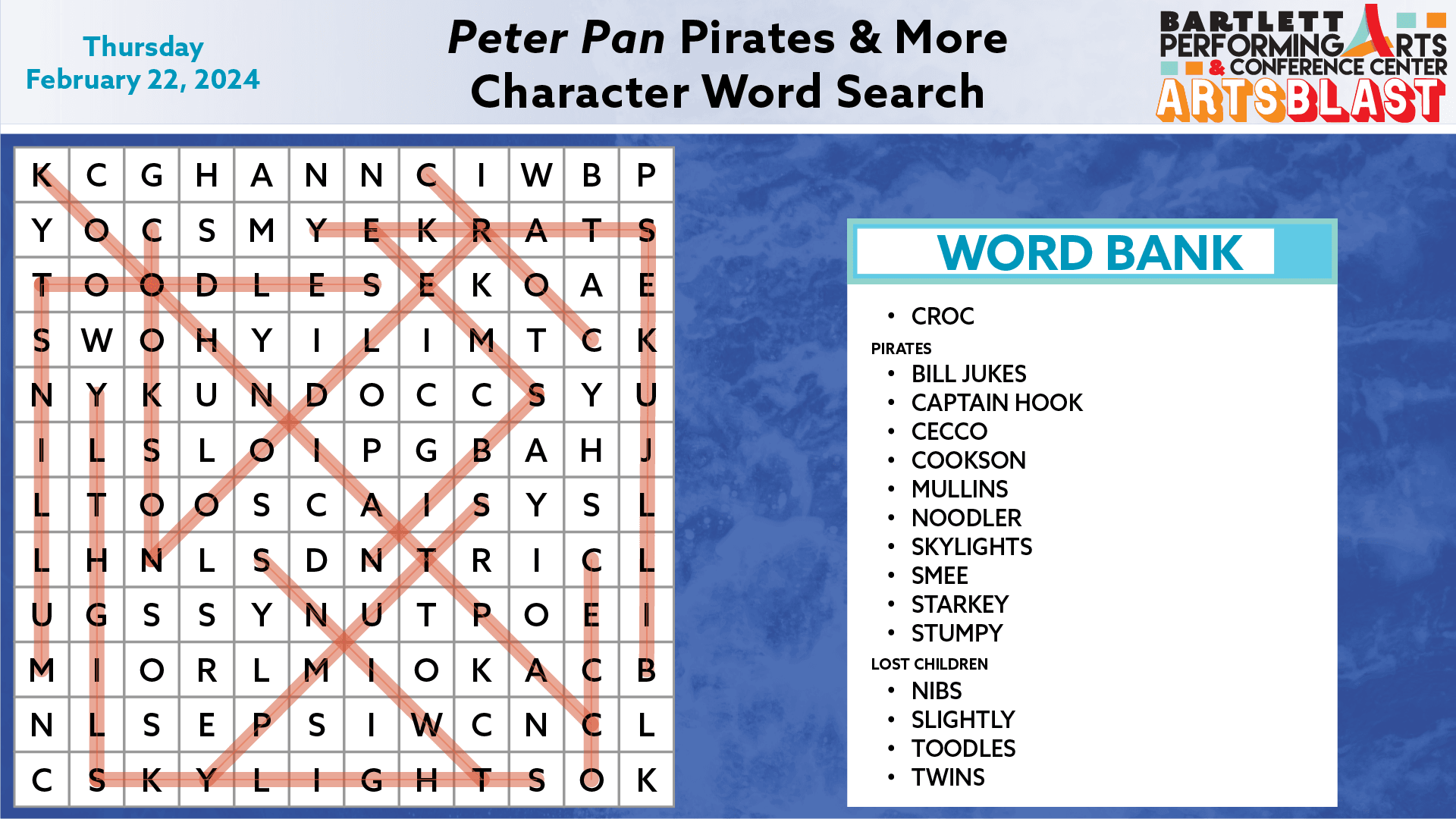 Pirates and More Word Search ANSWERS