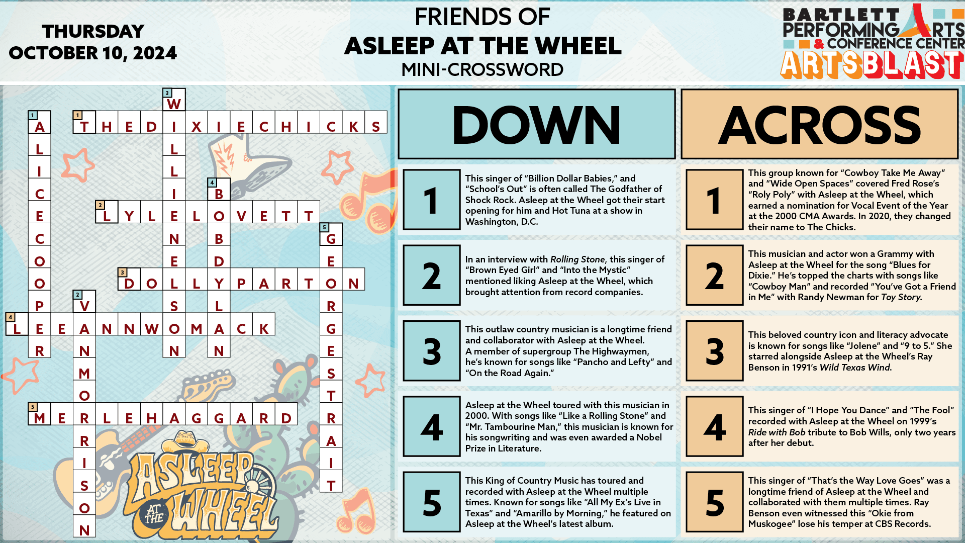 Friends of Asleep at the Wheel Crossword ANSWERS